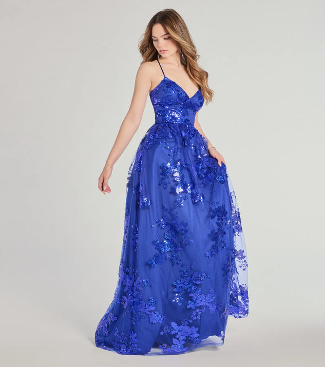 Sharen Lace-Up A-Line Sequin Ball Gown | Windsor
