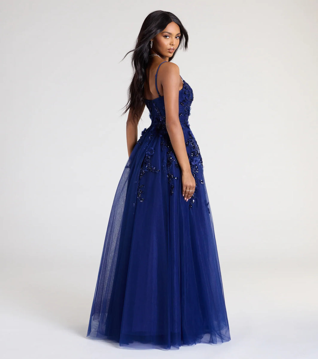 Eureka 9960 A-Line Ball Gown Glitter Tull Mesh Boned Bodice