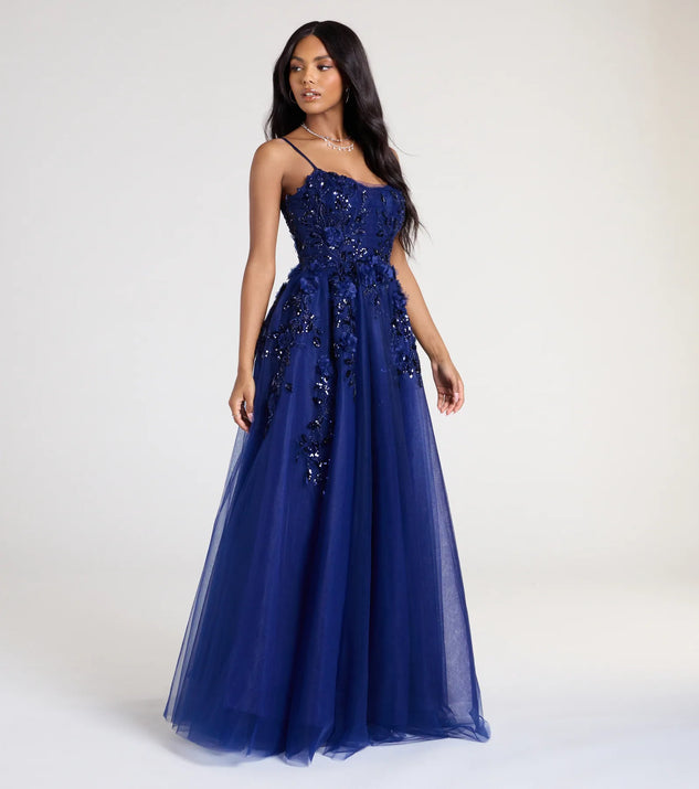 green emerald velvet dress Ayva A-Line Glitter Sequin Tulle Formal Dress