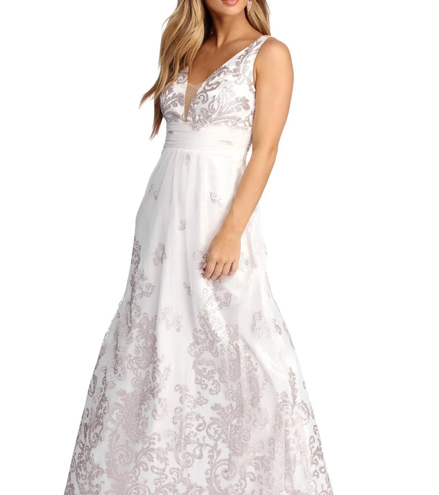 Sadie Lace Up Glitter Ball Gown