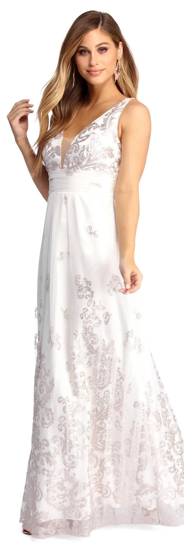 Sadie Lace Up Glitter Ball Gown