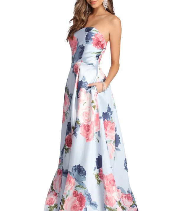 Adaline Strapless Floral Ball Gown