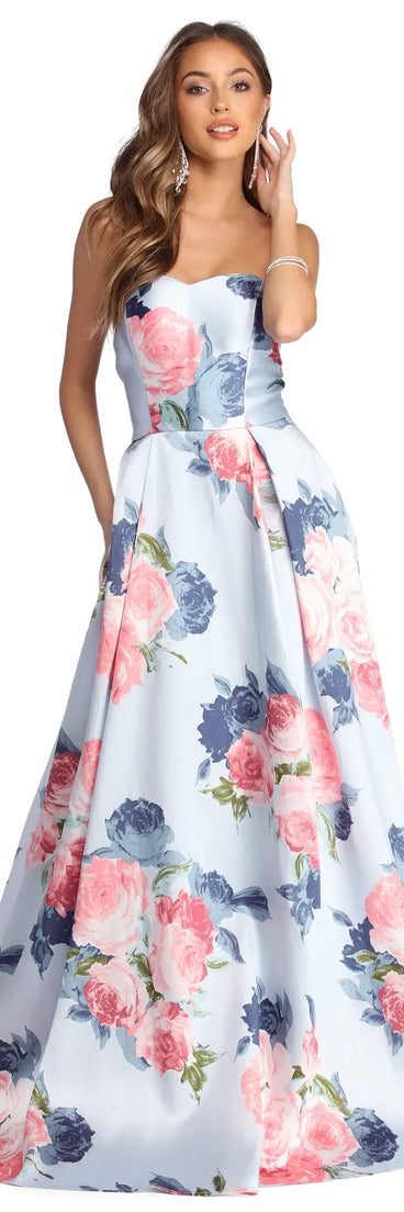 Adaline Strapless Floral Ball Gown