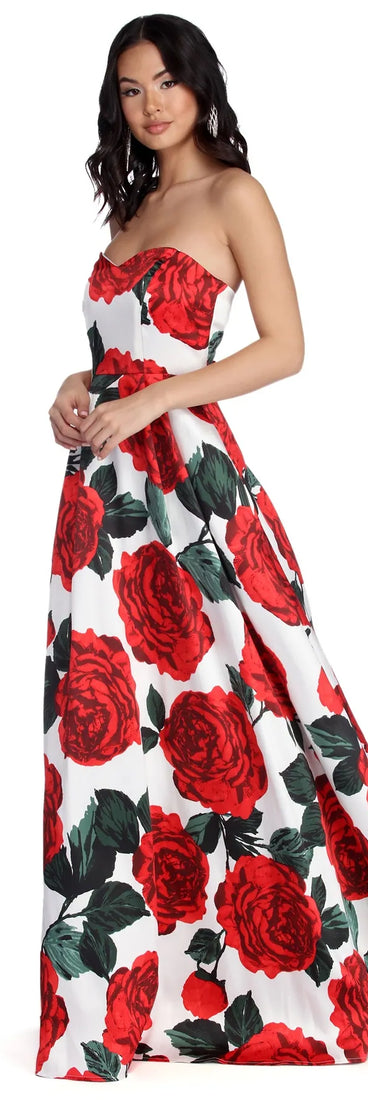 Alayah Floral Satin Ball Gown