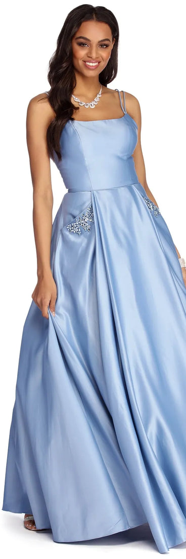 Cindy Embellished Satin Ball Gown