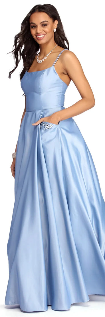 Cindy Embellished Satin Ball Gown