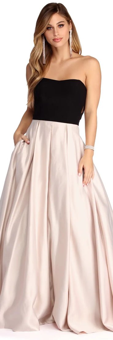 Marie Strapless Satin Ball Gown