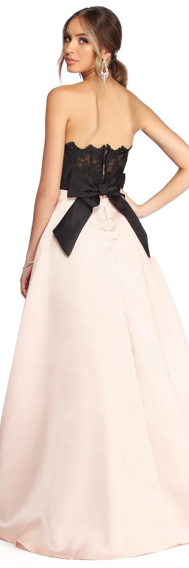 Mina Satin And Lace Ball Gown