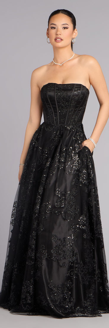 Summer Satin Glitter Corset Ball Gown