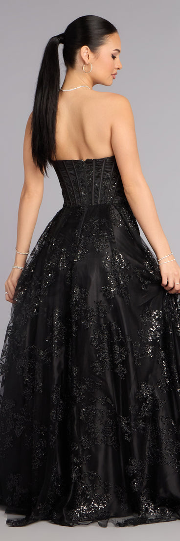 Summer Satin Glitter Corset Ball Gown