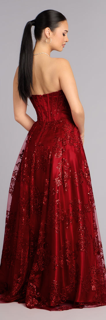 Summer Satin Glitter Corset Ball Gown