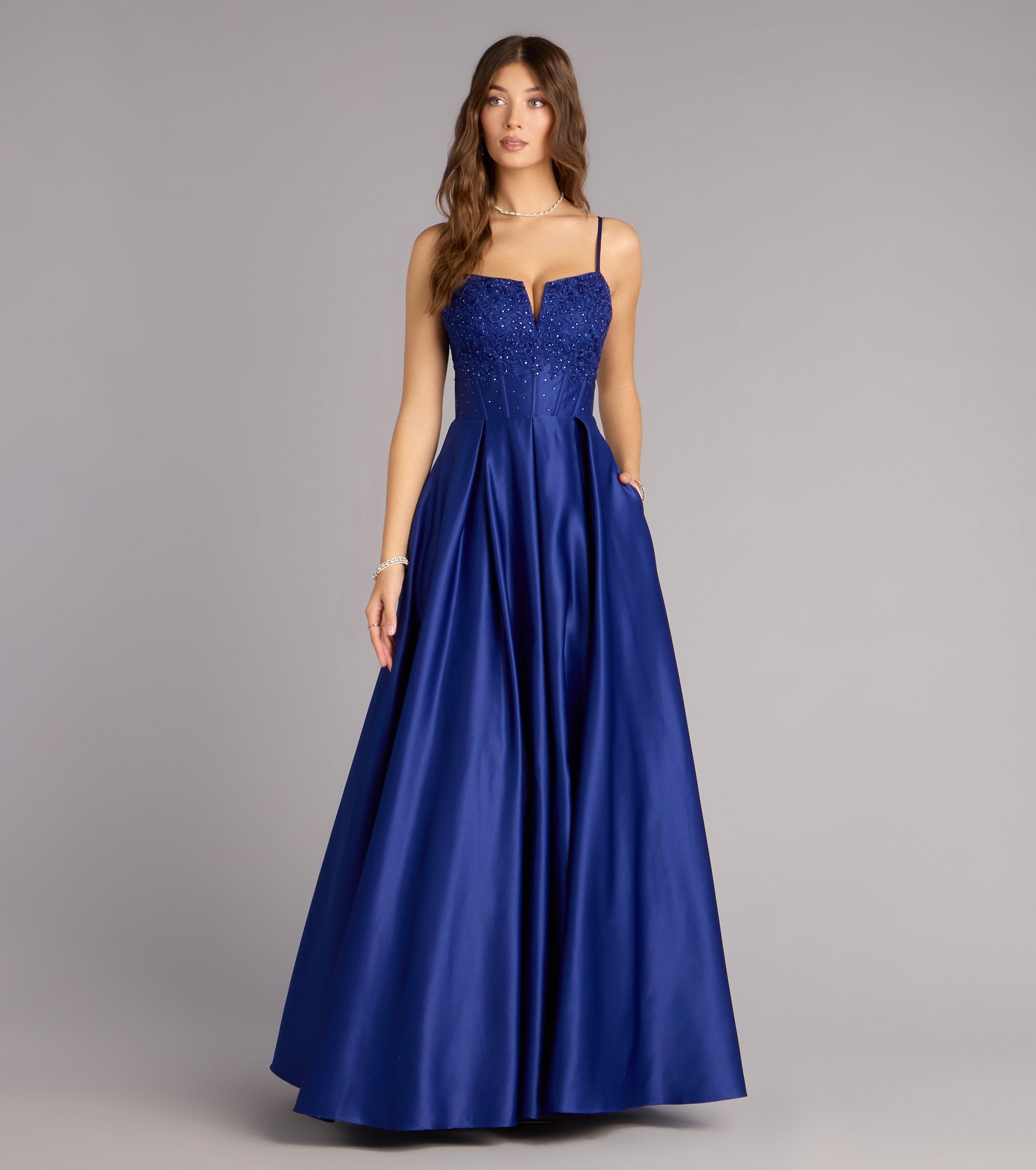 Annalise Floral Embroidered Satin Gown | Windsor