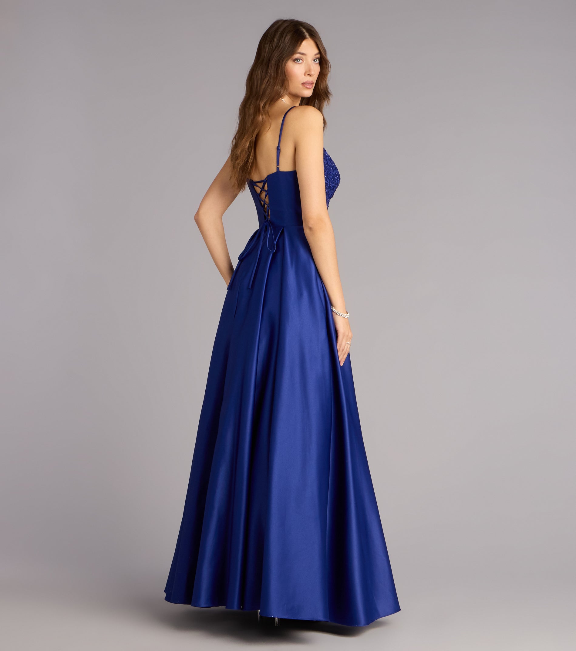 Annalise Floral Embroidered Satin Gown | Windsor