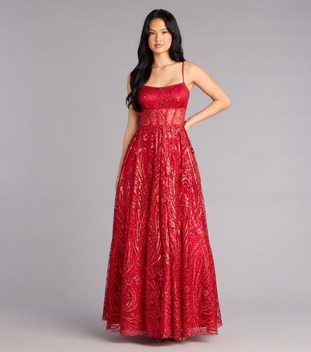 Aria Glitter Sequin Mesh A-Line Gown