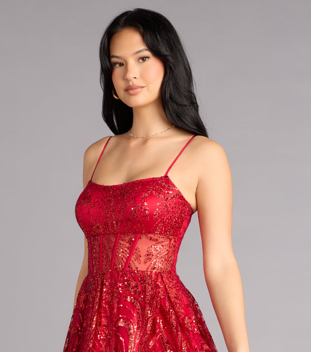 Aria Glitter Sequin Mesh A-Line Gown | Windsor