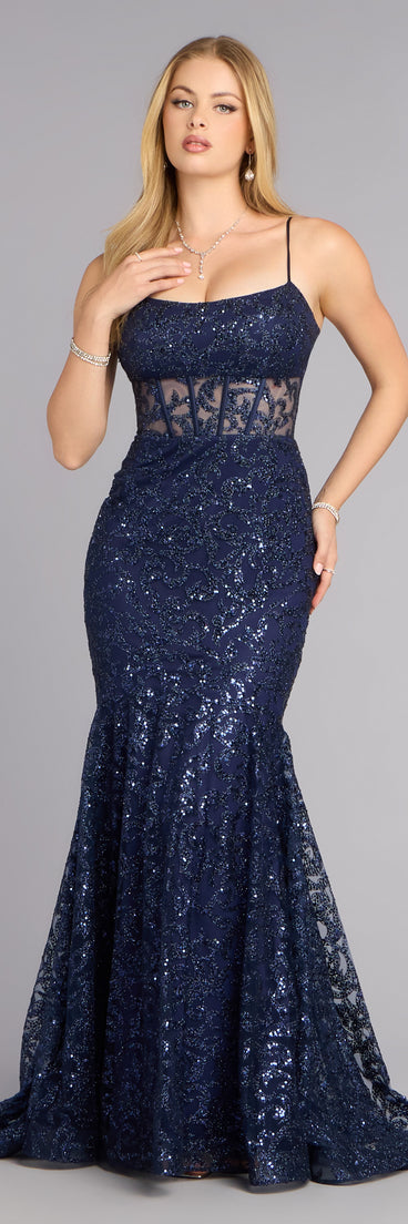 Stephanie Glitter Lace-Up Ball Gown