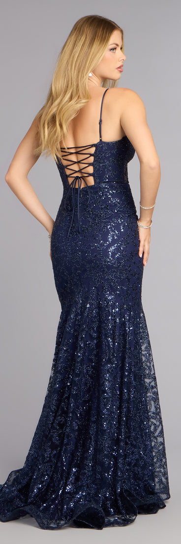 Stephanie Glitter Lace-Up Ball Gown