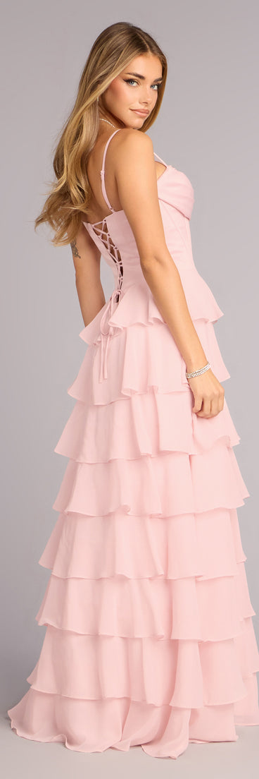 Lilliana Chiffon Ruffle A-Line Gown