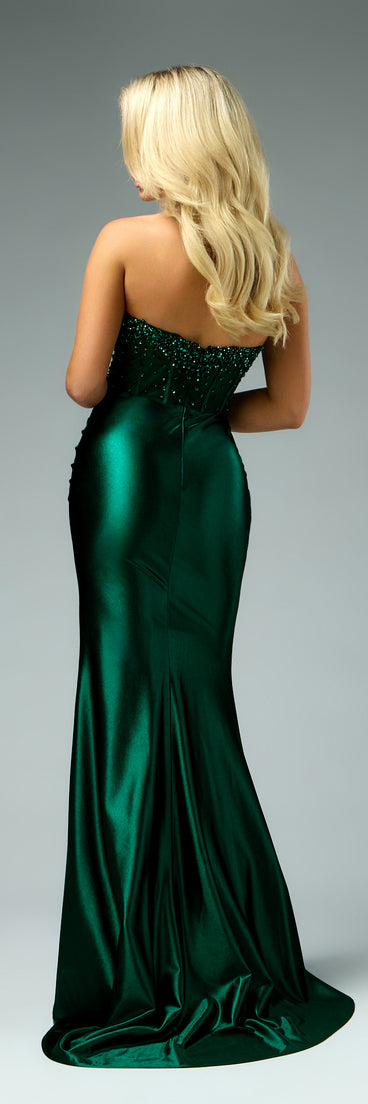 Raven Satin Corset Mermaid Ball Gown