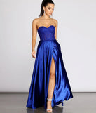 Maya Floral Applique Satin A-Line Dress