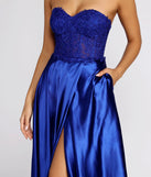 Maya Floral Applique Satin A-Line Dress
