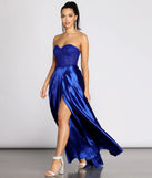 Maya Floral Applique Satin A-Line Dress