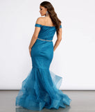 Angelica Off Shoulder Rhinestone Trim Mermaid Dress