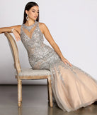 Sahar Open Back Beaded Mermaid Dress
