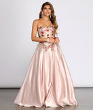 Joanne Floral Satin Ball Gown