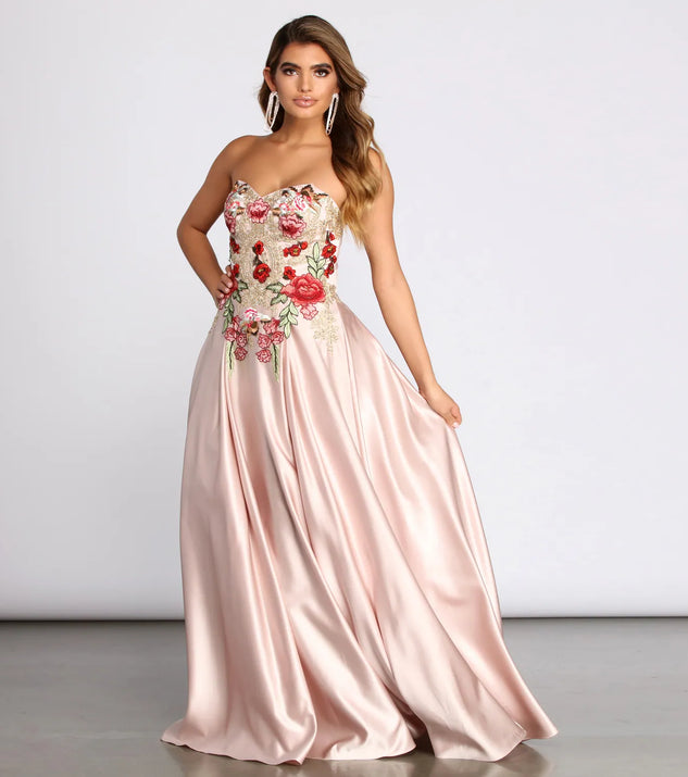 Joanne Floral Satin Ball Gown Windsor