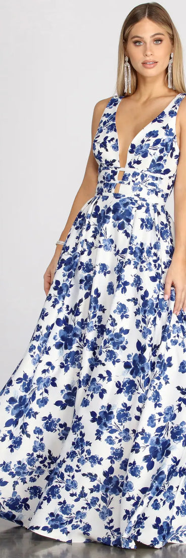 Jackie Floral Satin Ball Gown