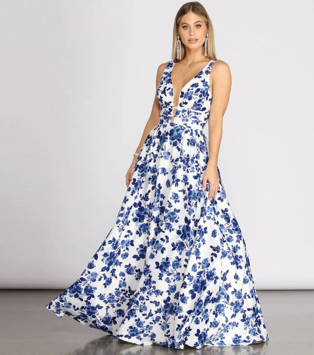 Jackie Floral Satin Ball Gown