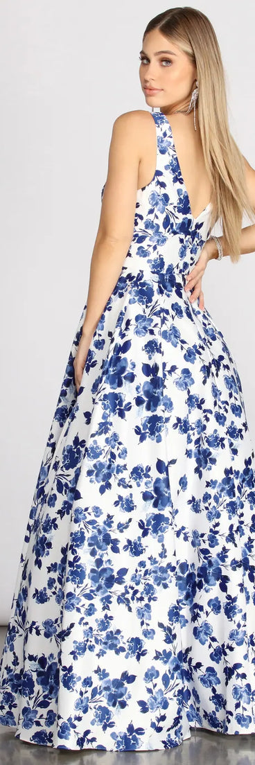Jackie Floral Satin Ball Gown