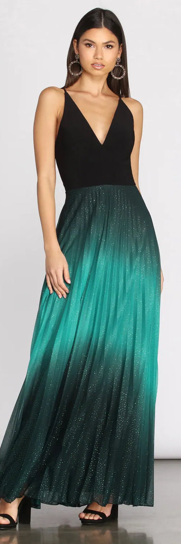Mishka Pleated Ombre Formal Dress