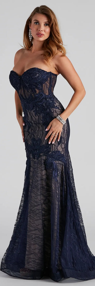 Julianna Strapless Lace Formal Dress