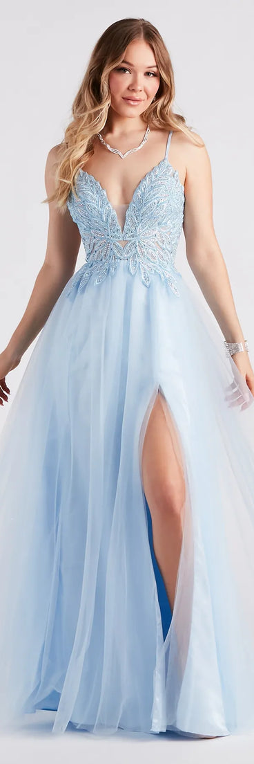 Isabelle Rhinestone Embroidered A-Line Formal Dress