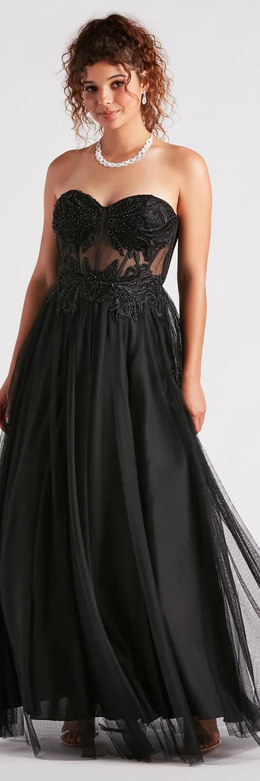 Alora Rhinestone Embroidered Tulle Ball Gown
