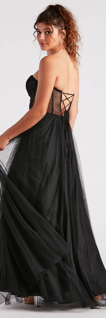 Alora Rhinestone Embroidered Tulle Ball Gown