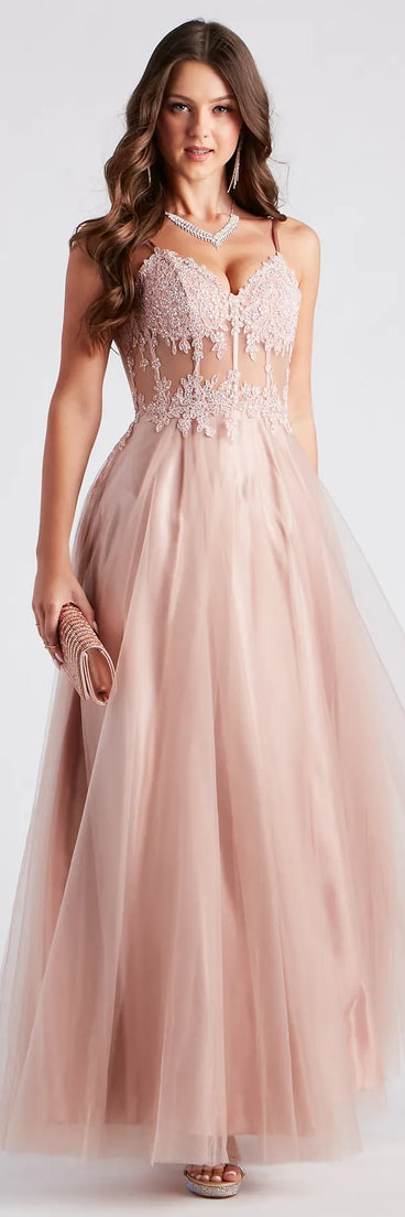 Zaya Rhinestone Applique A-Line Ball Gown