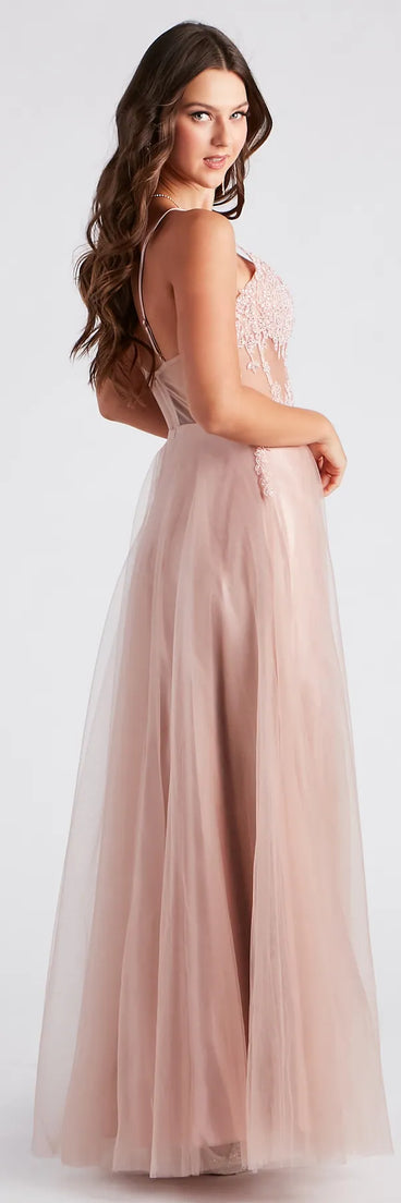 Zaya Rhinestone Applique A-Line Ball Gown