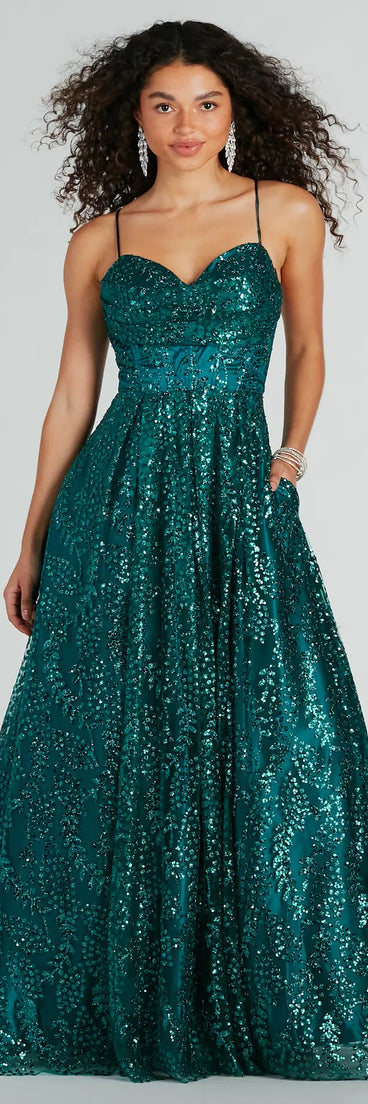 Giavanna Glitter Corset Lace-Up Ball Gown