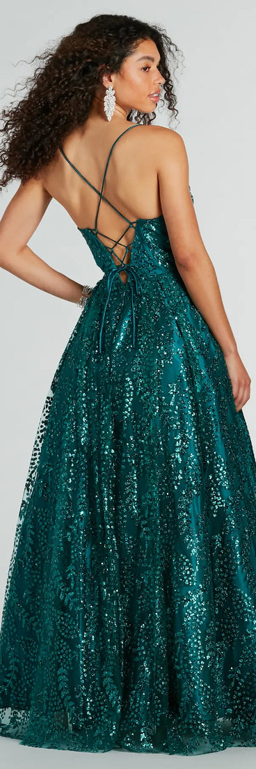 Giavanna Glitter Corset Lace-Up Ball Gown