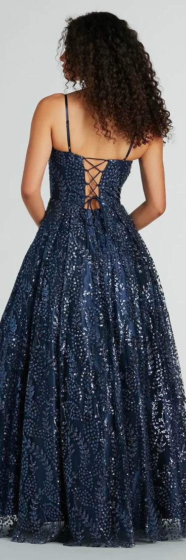 Ember Glitter Corset Lace-Up Ball Gown