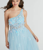 The Arie Floral Applique Sequin A-Line Ball Gown is a dazzling multicolor sequin dress, perfect for making a bold entrance at any event, from cocktail parties to formal celebrations.