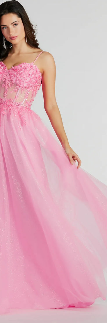 Margo Corset Floral Applique A-Line Ball Gown