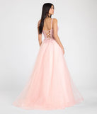Turn heads at Prom 2025 in this pink prom dress, where statement-making details meet the iconic style of the Mae Corset Lace-Up A-Line Ball Gown.