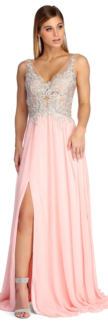 Beatrice Formal High Slit Chiffon Dress