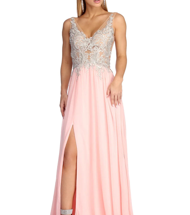 Beatrice Formal High Slit Chiffon Dress