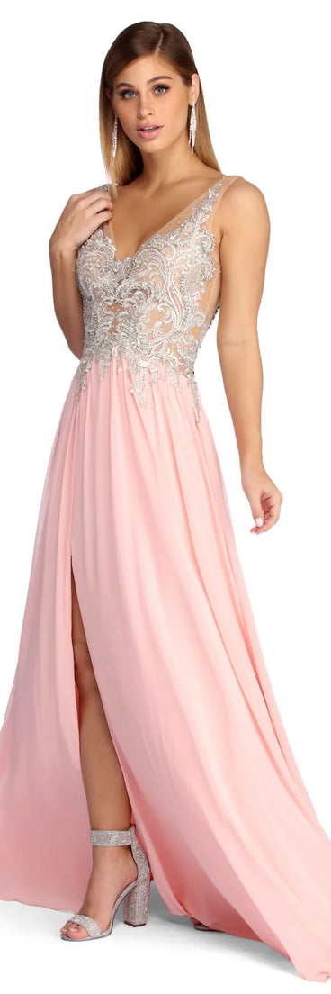 Beatrice Formal High Slit Chiffon Dress