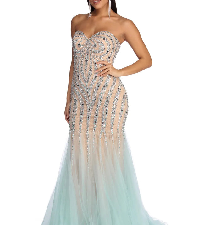 Kari Strapless Beaded Tulle Dress